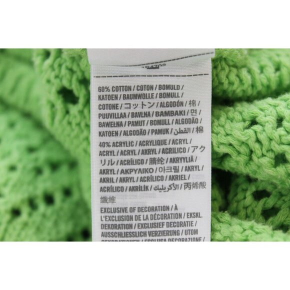Abercrombie Fitch Tank Medium Open Knit Crochet Green Cotton Beach Preppy Boho - Picture 11 of 11
